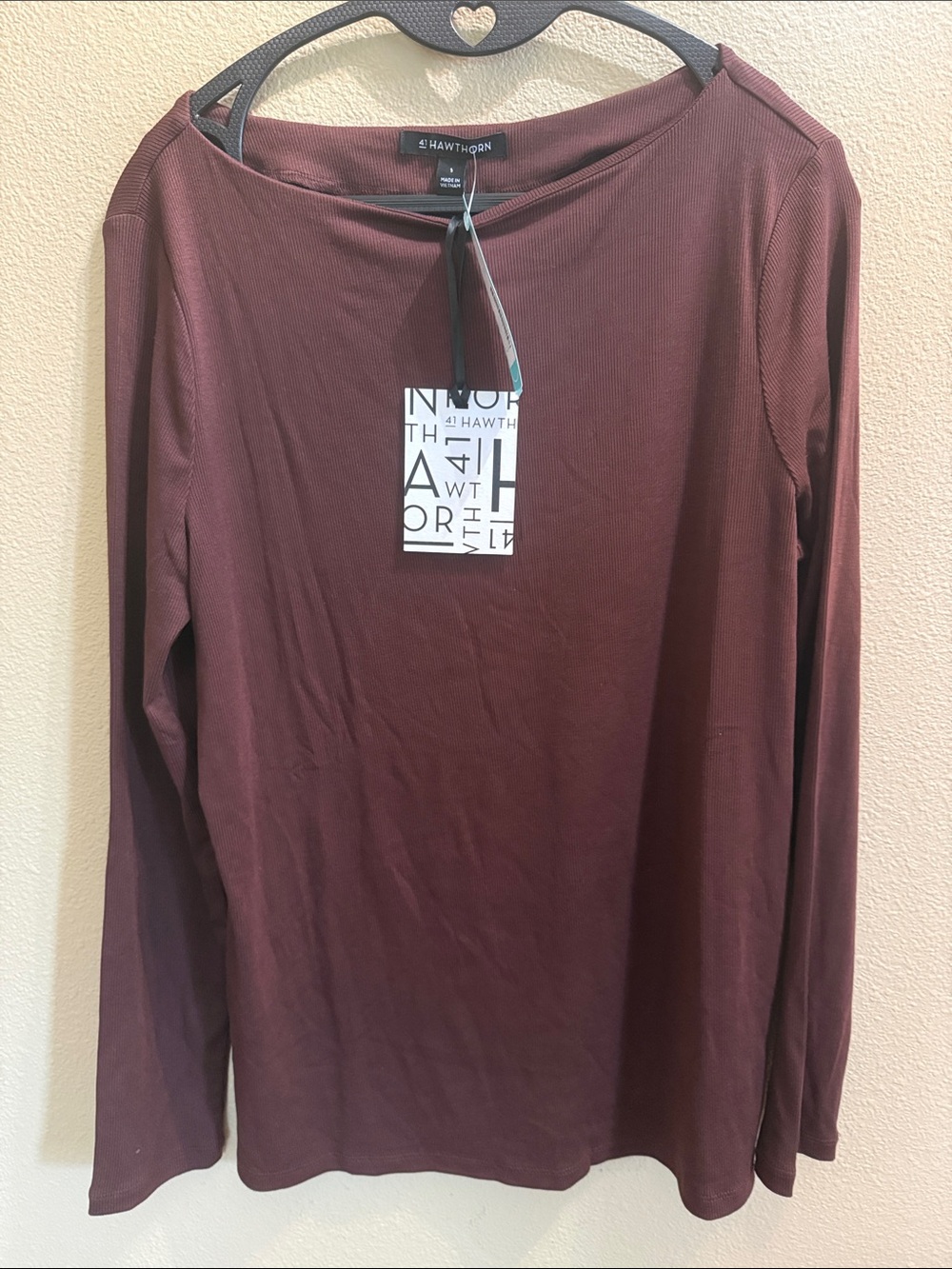 41 Hawthorn Long Sleeve Boatneck Top — Chocolate Brown